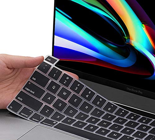 Ultradünne Tastaturabdeckung für 2022 MacBook Pro 13 M2 Chip 2020 MacBook Pro 13 Zoll A2338 M1 A2289 A2251 mit Touch Bar & Touch ID & 2020 2019 MacBook Pro 16 A2141 SilikonTastaturSchutzhülle Schwarz