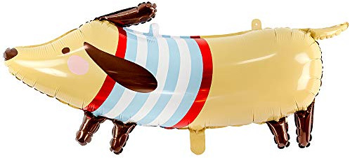 DekoHaus Folienballon Hund Dackel 96 x 58 cm – Tier Ballon glänzend, Helium & Luft, Wiederverwendbar, Partydeko Kindergeburtstag Hundeparty