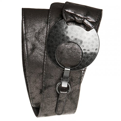 Caspar GU225 Breiter Damen Gürtel mit großer runder Metallschnalle