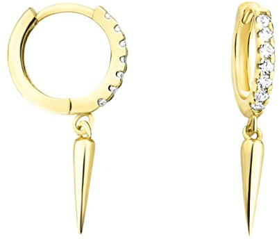 SOFIA MILANI - Damen Ohrringe 925 Silber - vergoldet/golden & mit Zirkonia Steinen - Creolen mit Spitze - E1248