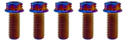RISON-Titanium Titanschrauben M6x1.0x15mm, 5 Stück Flanschschraube Torx Kopf Flansch Schrauben Sechskantschrauben Gewindeschrauben GR5 Titanbolzen Befestigungen für Motorräder Fahrrad Auto