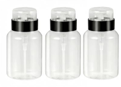 VASANA Lot de 3 flacons distributeurs de 200 ml à pompe verrouillable pour dissolvant de vernis à ongles et liquides démaquillants