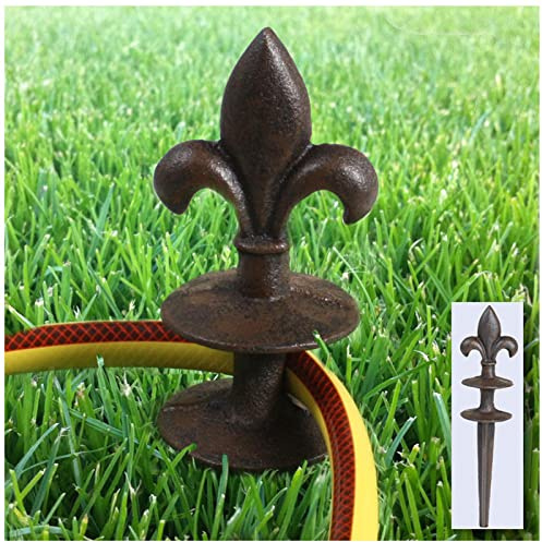 Bloc de direction en fonte marron foncé – Oiseau – Tuyau d'arrosage avec piquet – Décoration de jardin – Support en fer piquet