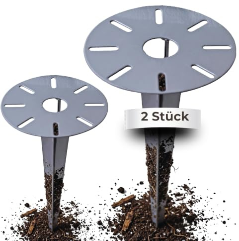 Novatool 2 x Erdspies Ø 18,5 x H 30,5 cm verzinkt I Gartenspiess Sonnenschirm Gartenzubehör Steckdosensäulen I Bodenanker für Lampen Bodenhülse I I Erdnagel Erdbefestigung Stahl