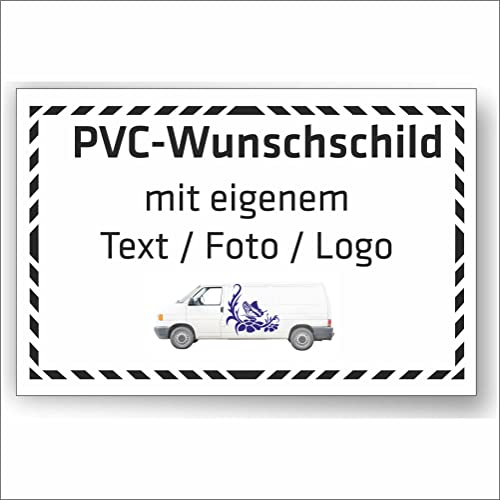 INDIGOS UG - Schilder selbst gestalten - Schild personalisiert mit Foto und Text - PVC Platte 5 mm - 12 Größen - Logo - für Garage, Hotel, Parkplatz, Schule, Carport, Firma - individuell