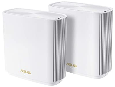 ASUS ZenWiFi XT9 AX7800 Tri-Band WiFi6 Mesh WiFiSystem (2Pack), 802.11ax, up to 5700 sq ft & 6+ Rooms, AiMesh, Lifetime Free Internet Security, Parental Controls, 2.5G WAN Port, UNII 4, White