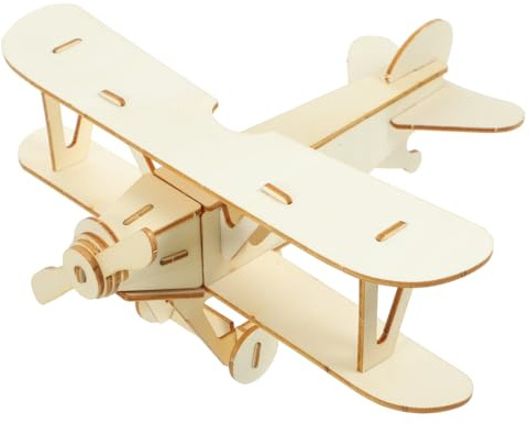 Kisangel Kit Modellino Aereo Giocattolo Fai da Te in Legno 3D Puzzle Assemblare Aereo Decorativo per Bambini Set Creativo Educativo per Sviluppo Abilità Manuali