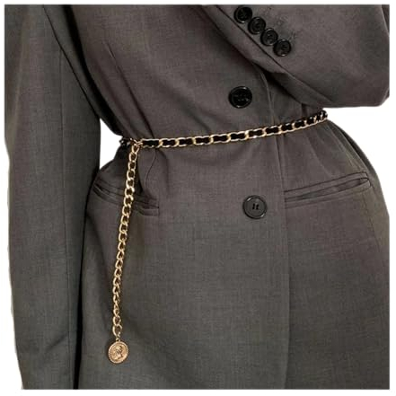 GIMIRO Frauen Taille Kette Gürtel Legierung Bund [ 8mm x 110cm ]Flexible Gürtel Multiuse Tasche Straps Telefon Lanyard Visitenkarte Lanyard (Black/Beauty)