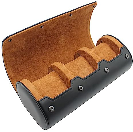 HUYUTAWE Watch Travel Case Portable Organizer - Luxury Watch Roll Travel Box Recycled Leather Watch Storage and Display for Men and Women (WCASE-3-BLACK)