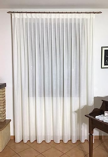 Cortinas interiores confeccionadas a medida con pliegues fijos cosidos – color gris claro – Ancho de la cortina acabada 1 ml.