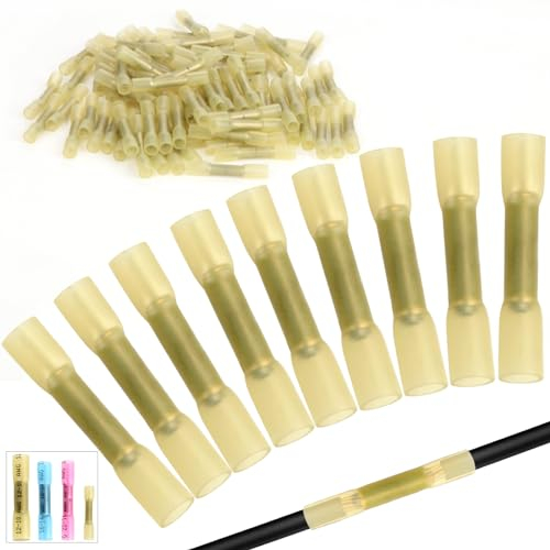 Mbsomnus 90 Piezas Empalmes Cables Electricos 26-22 AWG Conectores Electricos Amarillo Pequeño Conectores a Tope Seal Calor Shrink Terminales Eléctricos para Cables 0.3-0.5mm²