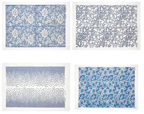 AHANDMAKER 4 Stile Keramik-Abziehbilder, Keramik, Ton-Transferpapier, Blaue Und Weiße Porzellan-Stil-Papier-Keramik-Aufkleber Für Töpferei, Überglasur-Emaille-Aufkleber, Wasserrutsch-Aufkleber