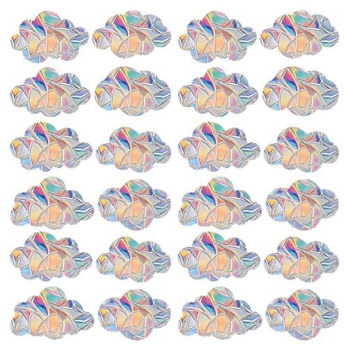 HyzaPhix Window Clings Anti-Collision Suncatcher Sticker Stained Glass Window Film Rainbow Glass Decals Stickers for Home Decoration to Save Birds from Window Collisions (Cloud)