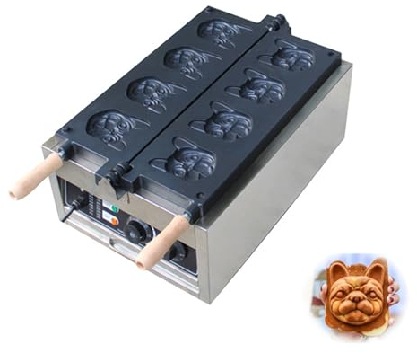 Waffle Maker Elettrico Commerciale, Macchina Per Il Pane a Forma Di Testa Di Cane Da 3000 W, Attrezzatura Per La Produzione Di Biscotti Con Padella Antiaderente In Acciaio Inossidabile