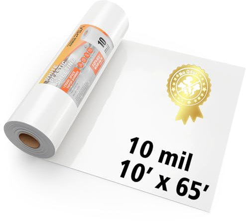 Crawl Space Dampfsperre – 10 mm – weiße Kunststofffolie – dicke Kunststofffolie, robuste Polyethylenfolie, Falltuch Dampfsperre Abdeckung für Kriechraum, Garten, Keller