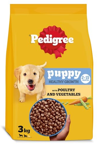 Pedigree Puppy Complete Dog Dry Food for medium size Dogs with Poultry and Rice 3 x 3 kg