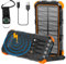 Solar Powerbank 26800mAh, Euakee Wireless Charging Power Bank mit 4 Kabeln & Campinglampe, wasserdichte Powerbank für 15W USB-C, Micro USB, Typ-C, iOS-Eingang 4 Ausgang 6 Eingangsanschlüsse (Orange)