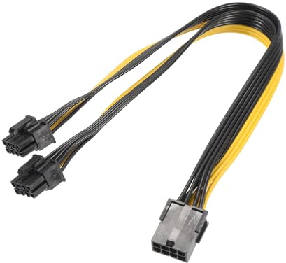 sourcing map 8 Pin Female to Dual PCIe 8 Pin (6+2) Male PCI Express Power Adapter GPU Splitter Cable 320mm/12.6 for Graphics Card