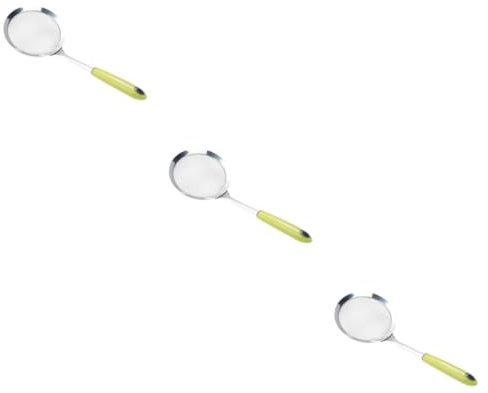 Alipis 3piezas Colador Inoxidable Con Mango Verde Para Freír y Colar Sopa De Para Cocina y Fideos