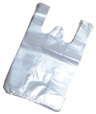 100Pcs Plastic Vest Carrier Bags 10 x 15 inch Transparent Vest Bags with Handles Shopping Bags Merchandise Grocery Bags