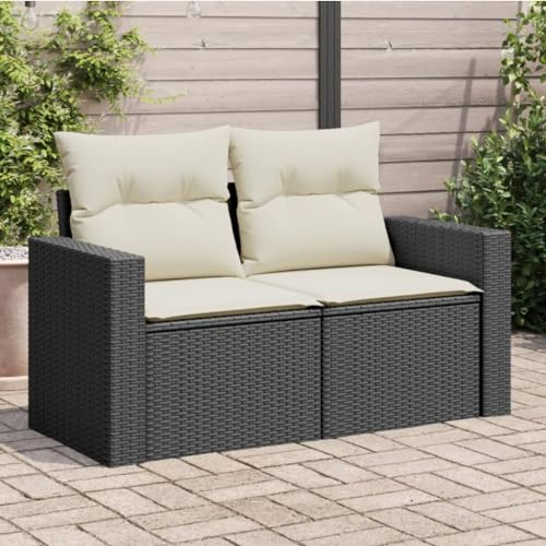 Tidyard Gartensofa mit Kissen 4-Sitzer-Gartensofa Lounge Sofa Ecksofa Gartenbank Sitzgruppe Gartenmöbel Lounge Sitzbank Outdoor Sofa,Loungesofa Gartenset Gartenbank Schwarz Poly Rattan-244