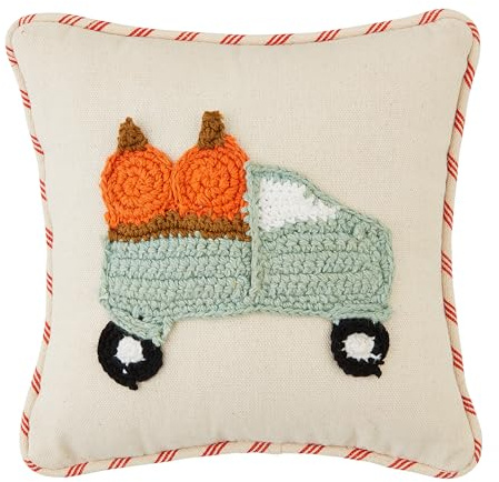 Mud Pie Truck Tgiving - Cuscino all'uncinetto, 20,3 x 20,3 cm, colore: Blu