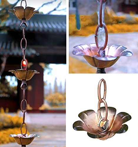 Cadena De Lluvia Cadena De Lluvia Para Canalones Y Bajantes, Decoración Del Hogar Y El Jardín Cadena De Lluvia Recogedor De Agua, Campanilla De Lluvia De Pétalos Funcionales Y Decorativos, Longitud