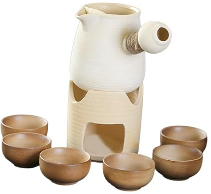 KESOTO Théière en céramique avec tasses à thé avec poignée Anti-brûlure, théière en argile, machine à thé pour Restaurant, L Blanc