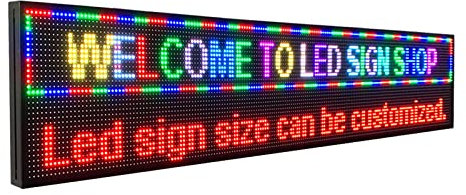 DMETE LED-Panel LED-Schilder-Laufschriftanzeige, vollfarbig, P10, 77 x 14 Zoll, WiFi-Steuerung, elektronisch for Geschäftswerbetafel für Auto, Bar, Hotel, LKW