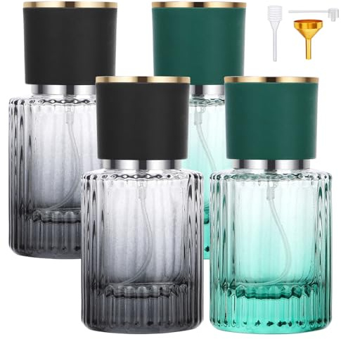 Segus Decantador de perfume, 4 unidades de 30 ml, atomizador de perfume para viajes de negocios, atomizador de fragancia portátil, botella de vidrio con atomizador