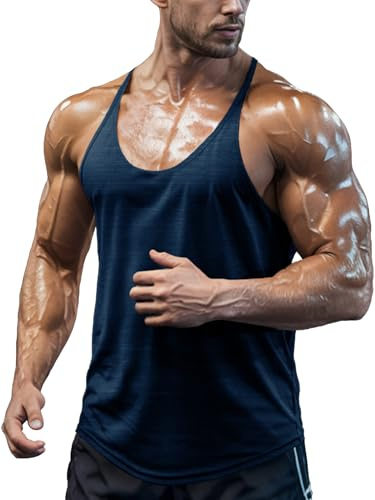 Agilelin Camiseta Tirantes de Gimnasio para Hombre,Tanktop Espalda en Y Finos,Tops de Entrenamiento de Secado Rápido