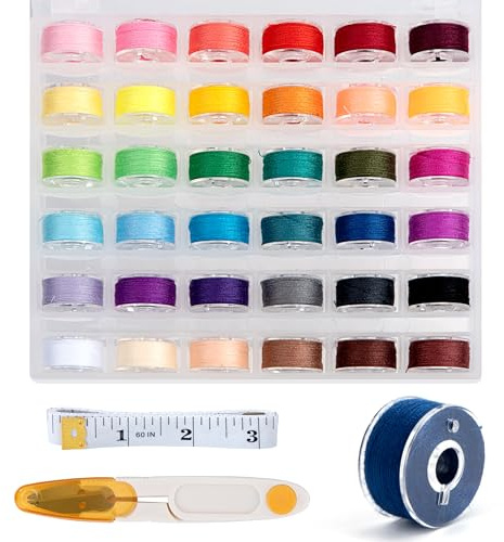 Tunejoy Bobine da Cucire 36 Colori Filo della Bobina per Macchina da Cucire con Aghi da Cucito Forbici Righello di Misurazione Morbido per Brother Babylock Janome Elna Kenmore Singer