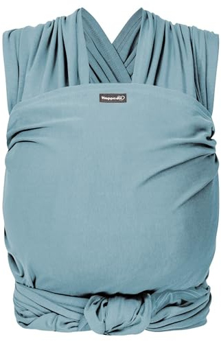 Hoppediz Elastisches Babytragetuch ab Geburt, Ocean 4,60 m | Ergonomisches Tragetuch für frühgeborene und neugeborene Babys bis 9 kg, inkl. Anleitung