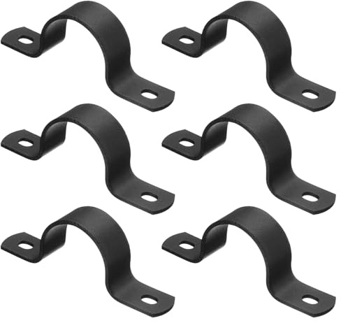 sourcing map 6Pcs Metal Pipe Clamps, 1 Inch Carbon Steel Two Hole Strap U Bracket Tube Clip Conduit Clamps for Pipe Fixing Wire Cord Installation Decorating, Black