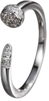 Lllunimon Nagelform 925 Silber Ring Mikro Diamant Öffnung Schmuck Personalisierter Streetstyle Geschenke für den Alltag für Sie,Silber