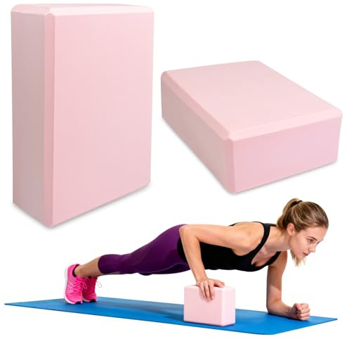 Lixiluxia 23 × 15 × 7,6 cm set med 2 st yogablock, EVA-skumblock med hög densitet för förbättrad balans och flexibilitet för pilates, rosa meditation