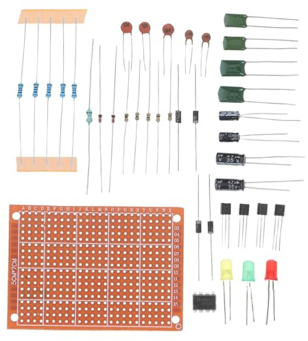 Kisangel Beginner Electronics Breadboard Kit with Soldering Practice Components and Plugin Training Board for Learning Basic Circuit Building and Soldering Skills