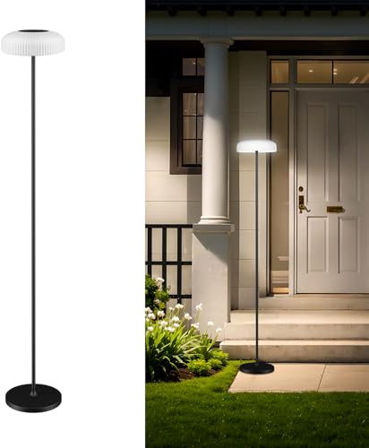 Truthoid Remote Control Solar Floor Lamp Indoor Outdoor, Cordless IP65 Waterproof Dimmable Touch USB Charging with Metal Stand, Warm/White for Garden Patio