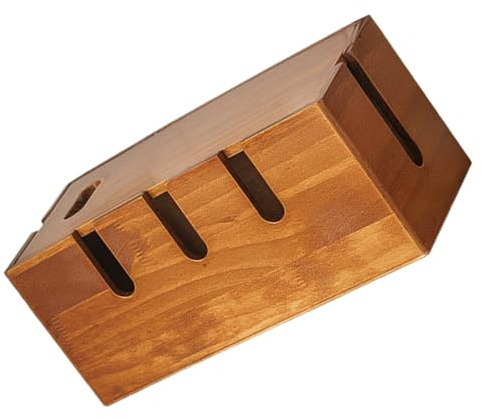 POPETPOP Massive Holz Kabelbox mit Seitlichen Öffnungen zur Wärmeableitung Platzsparend für Schreibtisch und Büro Geeignet für Netzkabel Adapter und Kleine Gegenstände