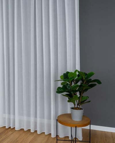 Gardinen Vorhangen Tenda Bianca Moderna Bianca 600x280 cm (LxA) Liscia Pronta Con Fettuccia Arricciatenda Facile Cura Elegante Decorazione Finestra