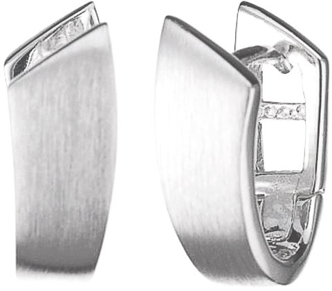 Vinani Damen Ohrringe 925 Silber - Klapp-Creolen schräg mattiert schlicht - aus 925 Sterling Silber für Frauen - CDG