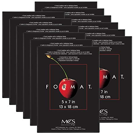 MCS Format 5x7 Picture Frame Black, Gallery Wall Vertical & Horizontal Wall Hanging Small Picture Frame or Tabletop Easel for Photos & Art Prints (12-Pack)