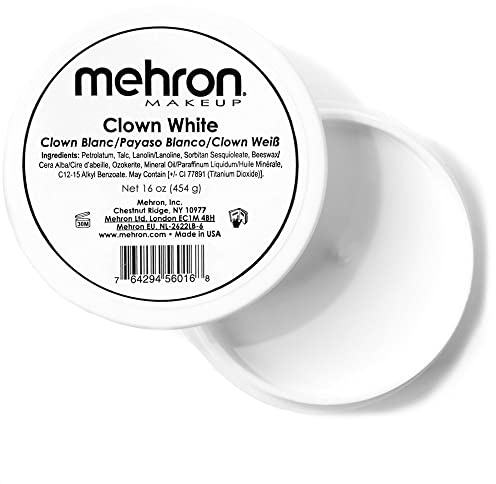 Mehron Makeup Clown White - 16 oz, Full Coverage Cream Face & Body Paint