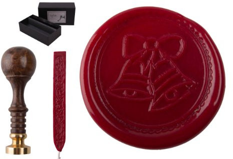 Siegelstempel Set Sigillum Gravur Glocken + 1 Stange Siegelwachs im Geschenkkarton