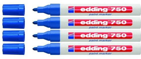 edding Lackmarker 750 Industrie, 2-4 mm (4er Pack, Blau)