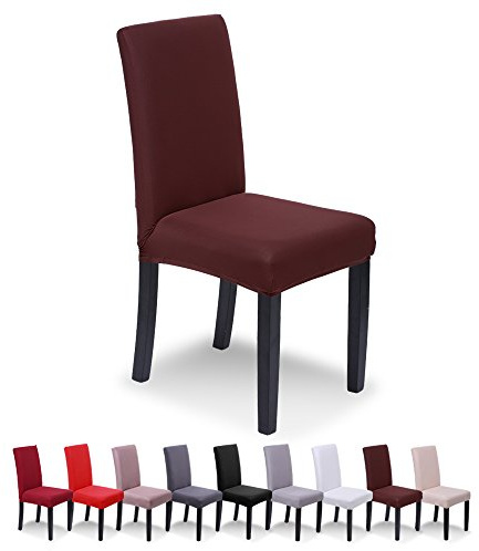 SaintderG® Stuhlhussen 4 Stück Elastische Moderne Beschützer Stuhlhussen, Hochzeit Partys Bankett Deko, bi-Elastic Spannbezug, sehr pflegeleicht und langlebig Universal (Braun, 4 Stück)