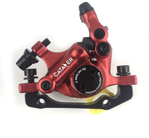 catazer MTB Road HB-100 MTB Road Line Pulling Hydraulic Disc Brake Calipers Front & Rear Mountain Bike Disc Brake E-Bike Disc Brake (1 Pcs Red Front)