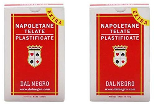 3x Carte da gioco Napoletane Qualità extra Dal Negro- regionali italiane, confezione da 3, colore: Rosso