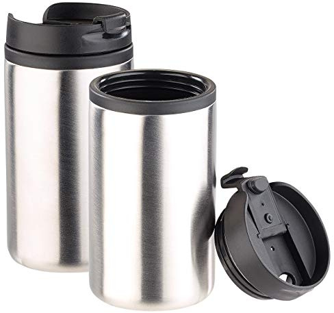 Rosenstein & Söhne Thermobecher mit Deckel: 2er-Set doppelwandige Edelstahl-Isolierbecher, hält warm & kalt, 280ml (Kaffee-to-Go-Becher Thermo, Tea-to-Go-Becher, Tasse)