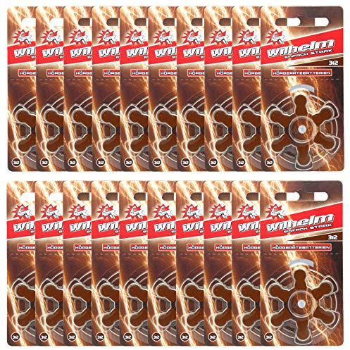 120 x WILHELM Hörgerätebatterien Typ 312 braun Hörgerätbatterie PR41 ZL3 1,4/1,45 V